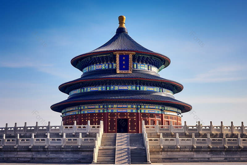 蓝色的天空下北京地标古建筑天坛风景摄影图,高清,摄影图,摄影图片,图片大全,摄影图免费下载